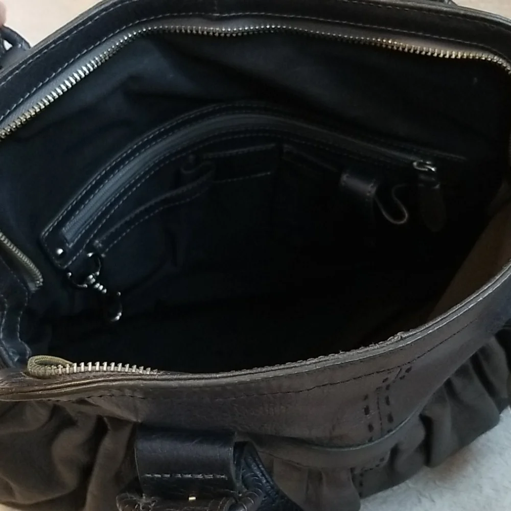 RARE Cole Haan Pleated Leather Satchel Hobo Bag Purse
